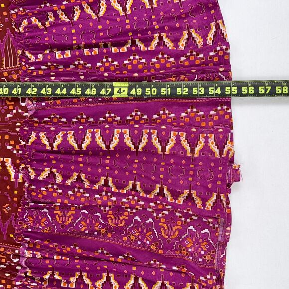 Knox Rose Women's Deep Hibiscus Long Sleeve Boho Maxi Dress XL Red - Picture 13 of 14
